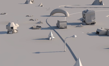 C4D-折纸生长城市