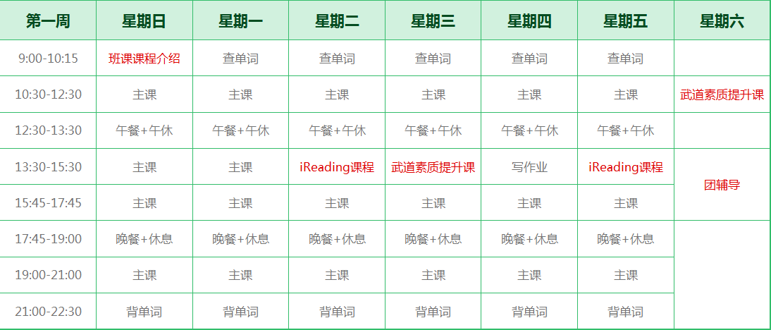 每周作息时间 每周作息时间