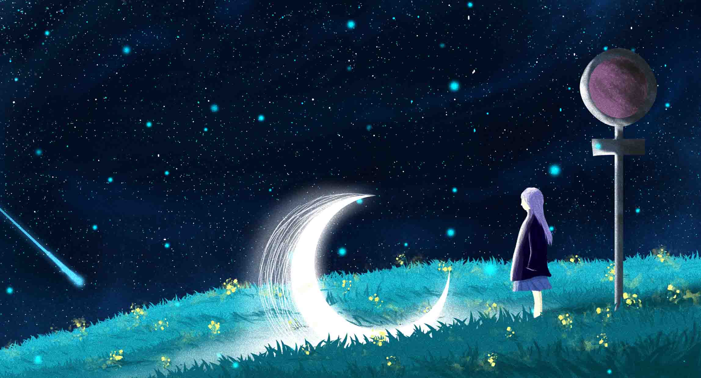 摄图网_400078651_银河与月光插画（企业商用）