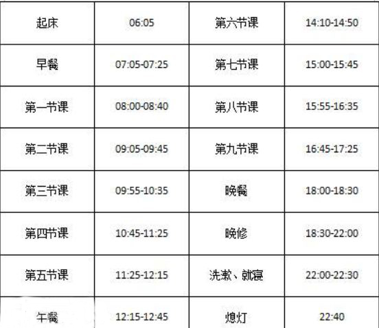 上課時(shí)間表