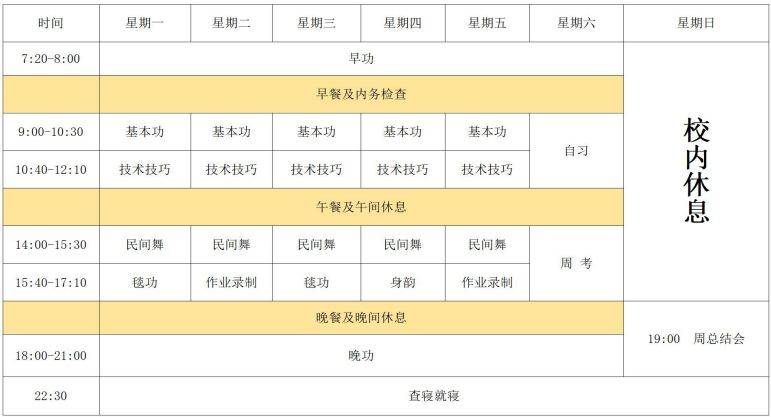 平行班初级阶段课表