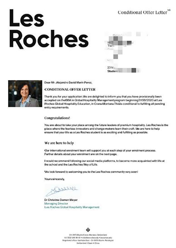 Les Roches Marin同学