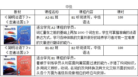法语课程体系中级