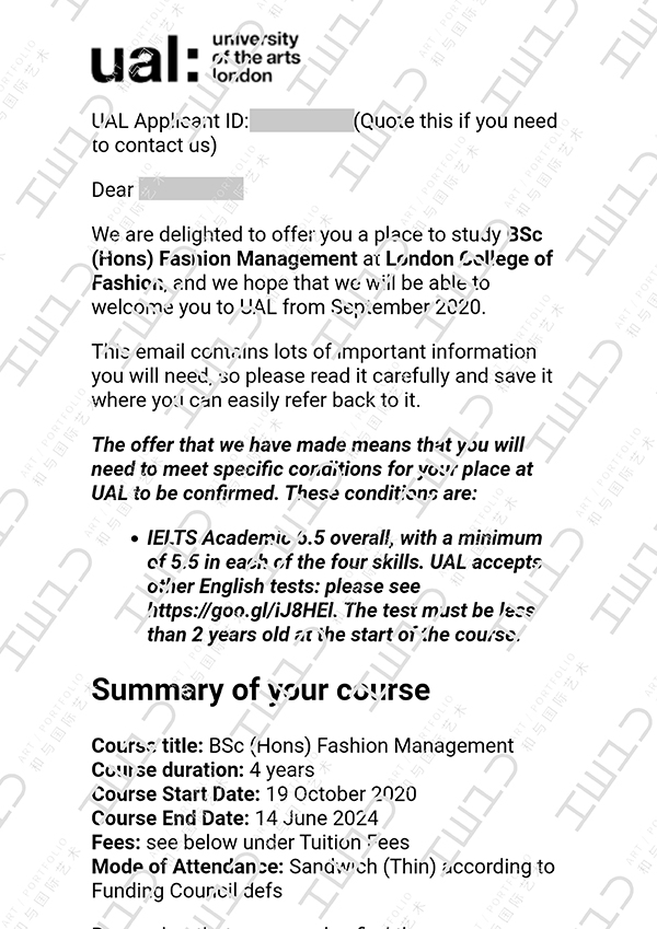 黄军伟 伦敦艺术大学 时装学院男装本科offer 黄军伟 伦敦艺术大学 时装学院男装本科offer