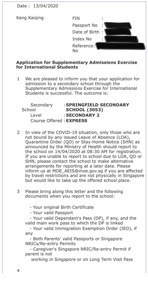 康恺晴 SPRINGFIELD SECONDARY SCHOOL 康恺晴 SPRINGFIELD SECONDARY SCHOOL