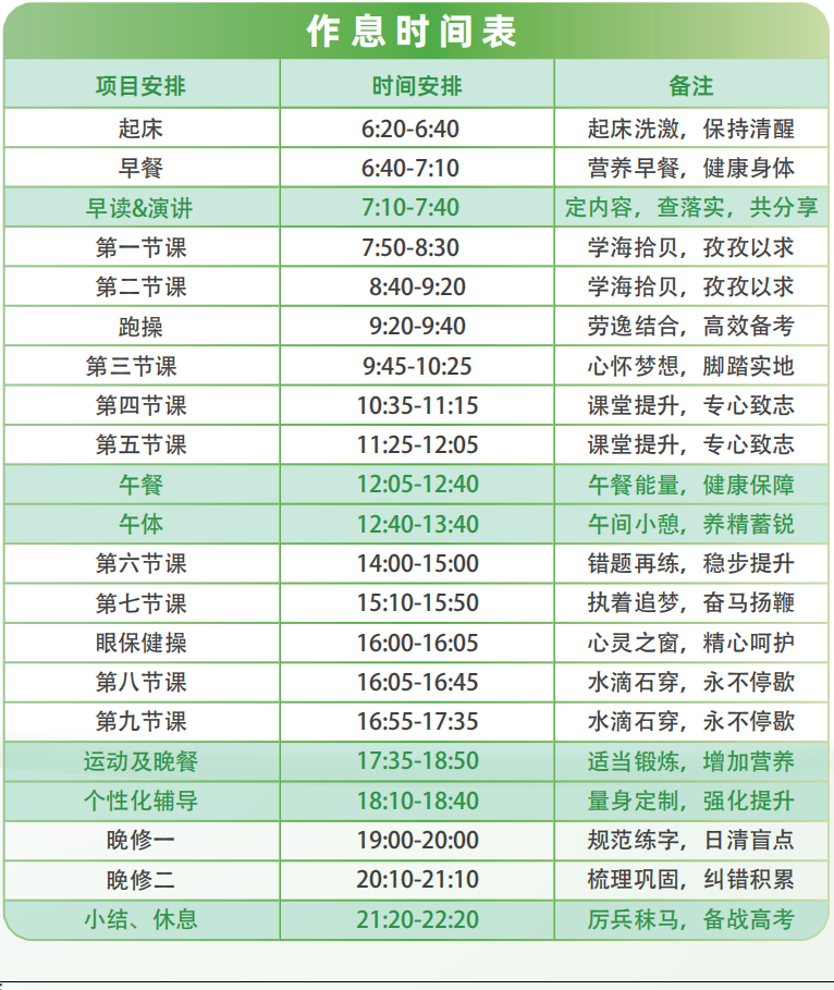 作息时间表 作息时间表