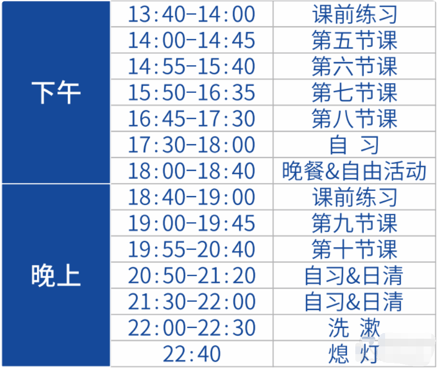 下午課表 下午課表