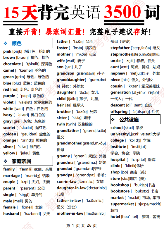 英语词汇 英语词汇