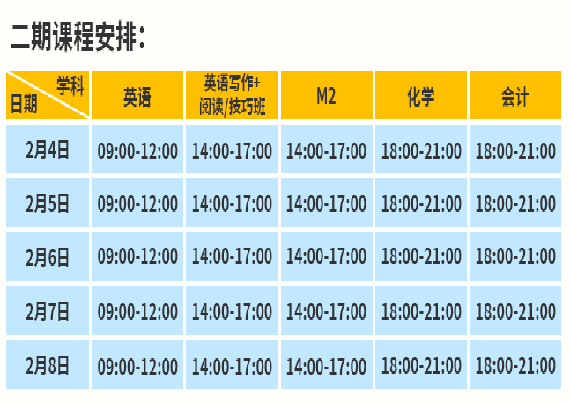 二期课程安排 二期课程安排
