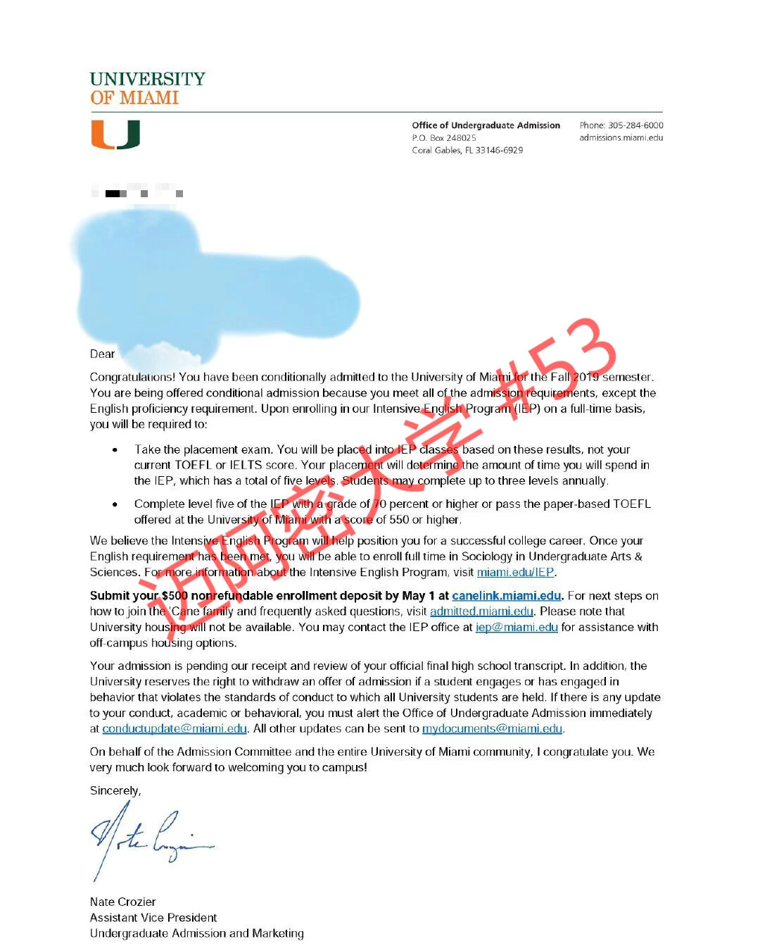 迈阿密大学offer