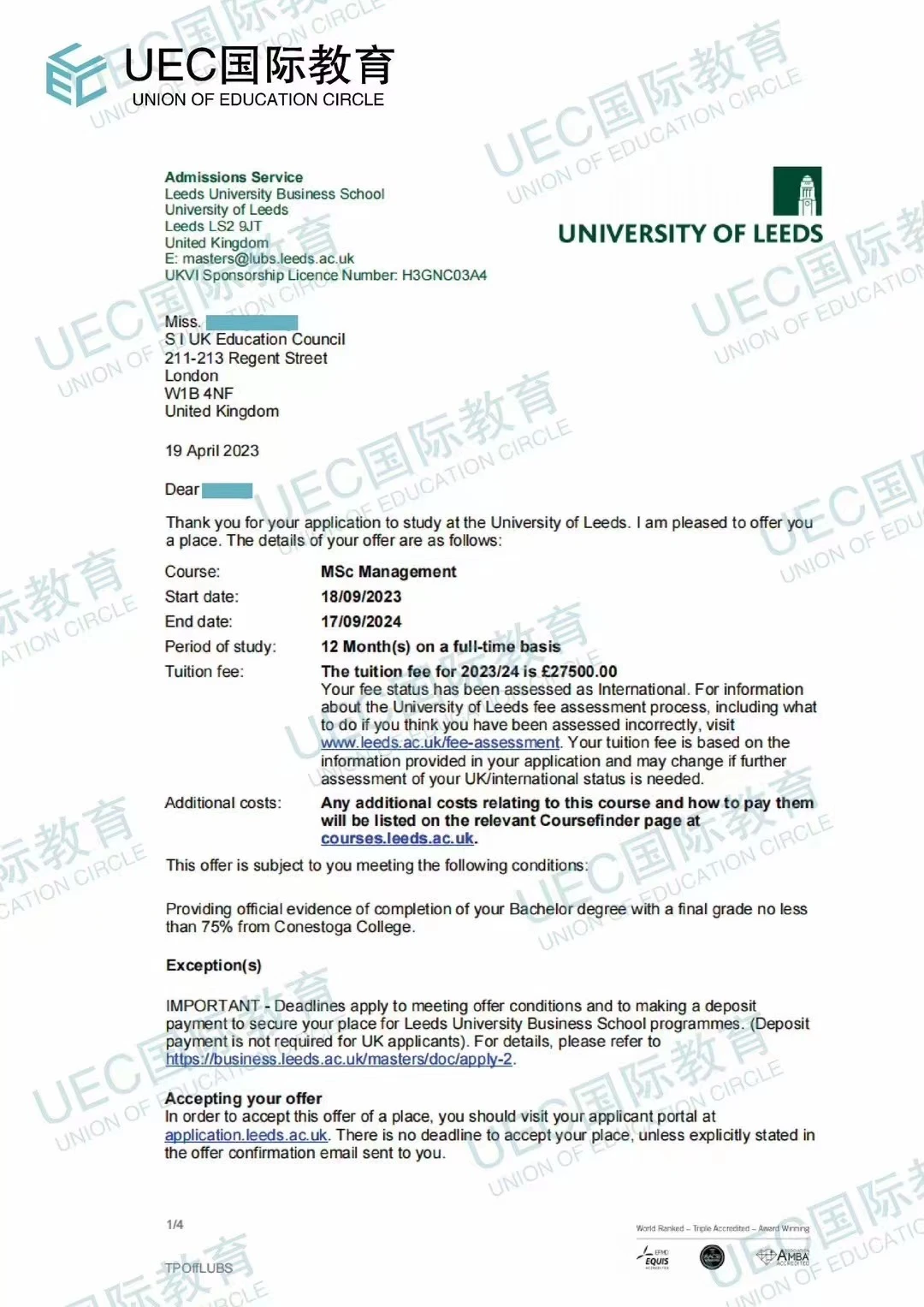 阿德莱德大学 offer