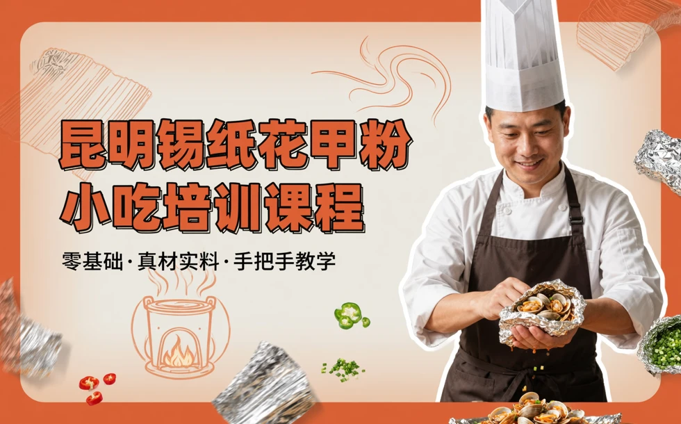 昆明锡纸花甲粉小吃培训课程