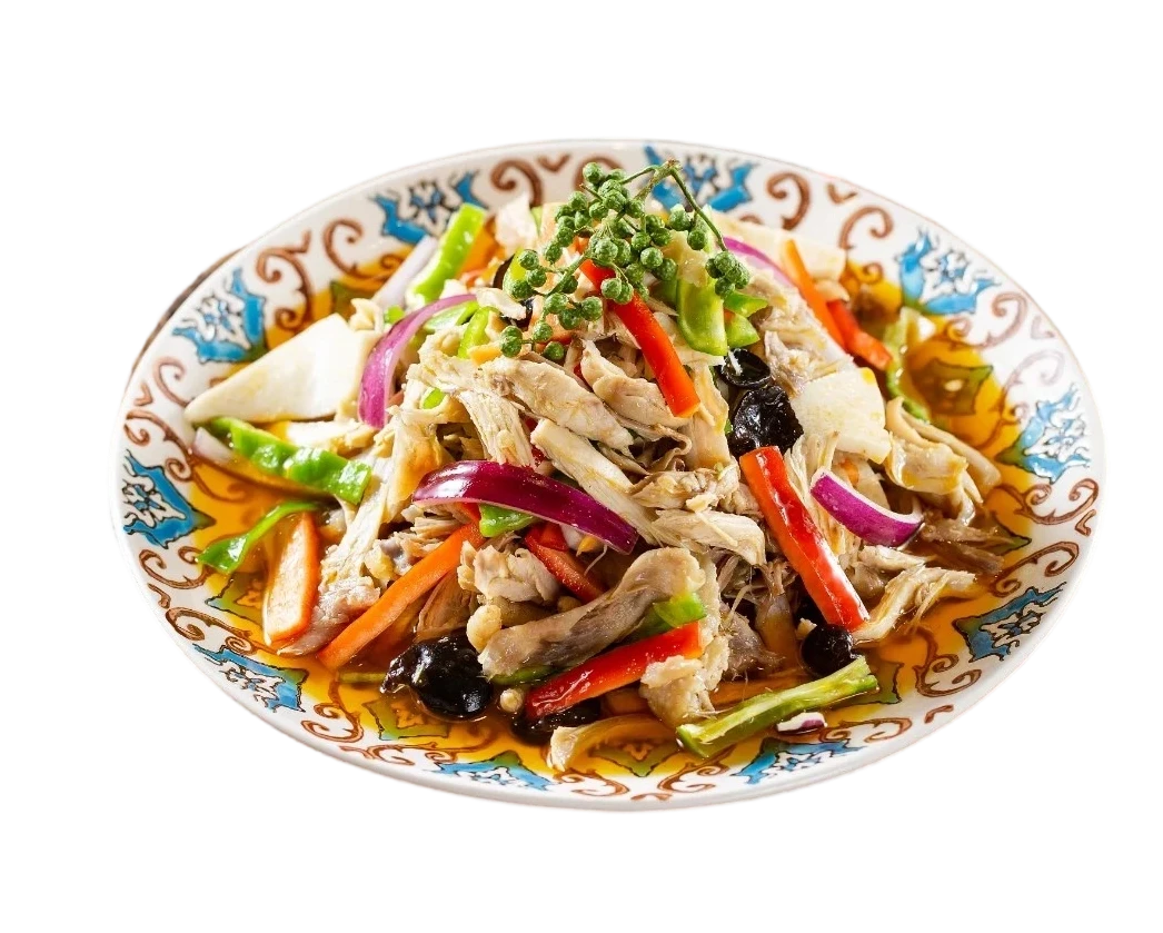 椒麻鸡成品图：皮脆肉紧、麻辣鲜香的新疆风味手撕鸡