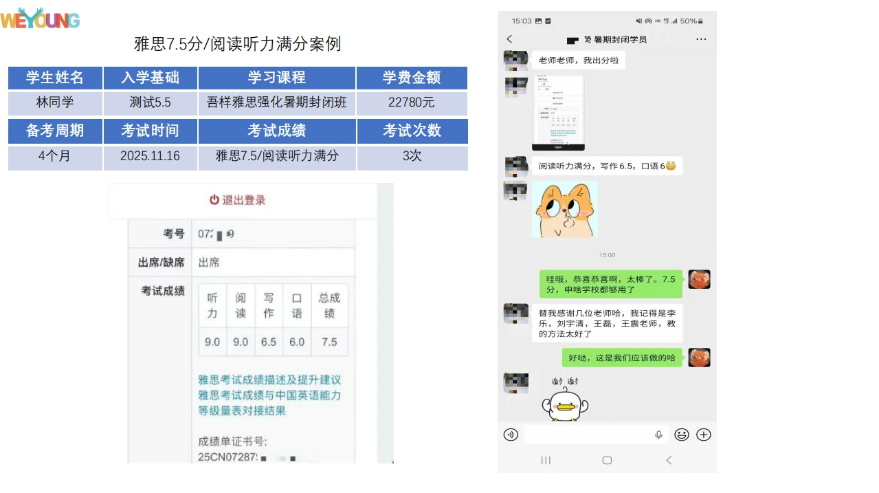 雅思学员成功案例展示
